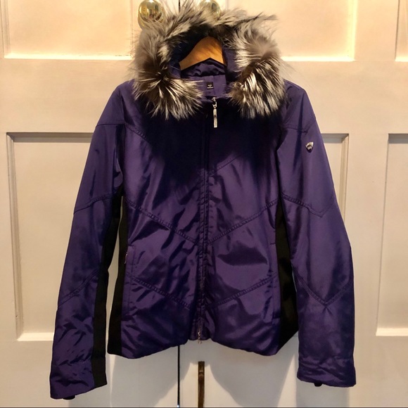 purple fur hooded coat